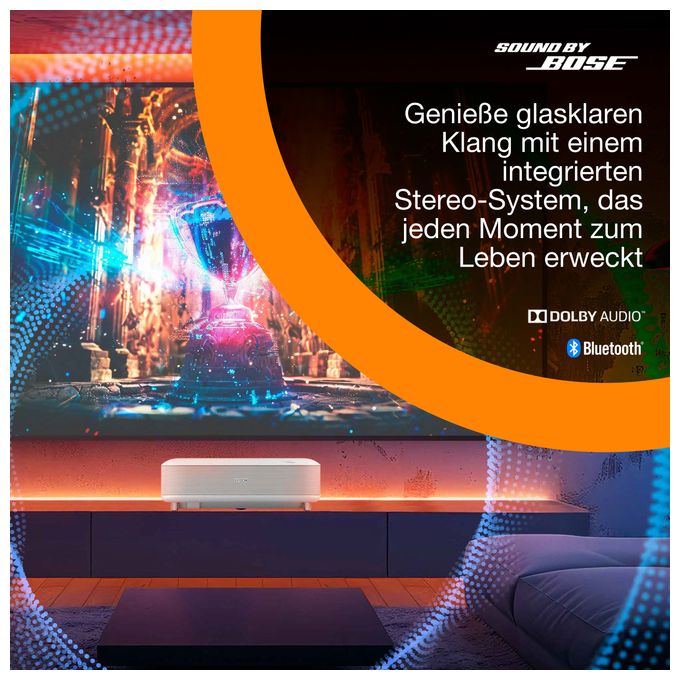 UHD 4K (3840x2160) 3LCD Laser Ultra-Short-Throw-Projektor 3600 ANSI Lumen  EH-LS670 Lifestudio Grand (Weiß) 