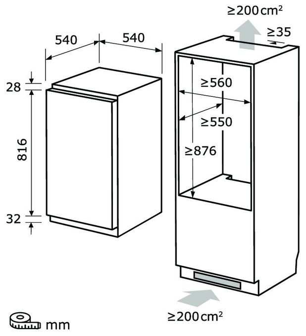 114 l 87,6 cm Einbaukühlschrank EEK: E 142 kWh Jahr EKS131-4-E-040E 