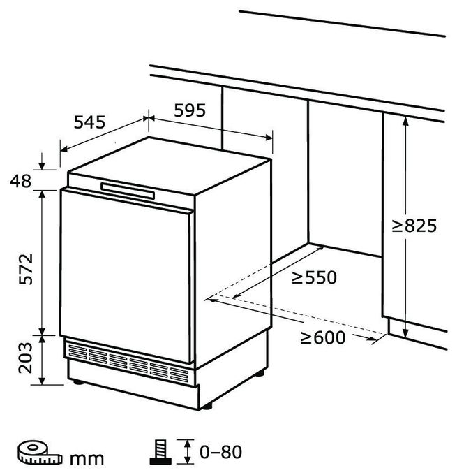 138 l 82,5 cm Einbaukühlschrank EEK: D 74 kWh Jahr UKS140-V-FE-010D 