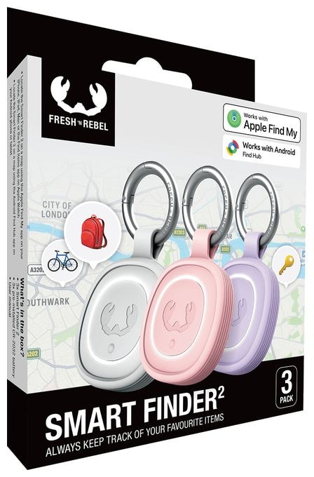 Apple Find My, Google's Find Hub (Weiß, Pink, Violett) 185816 Schlüsselfinder 4er Set 