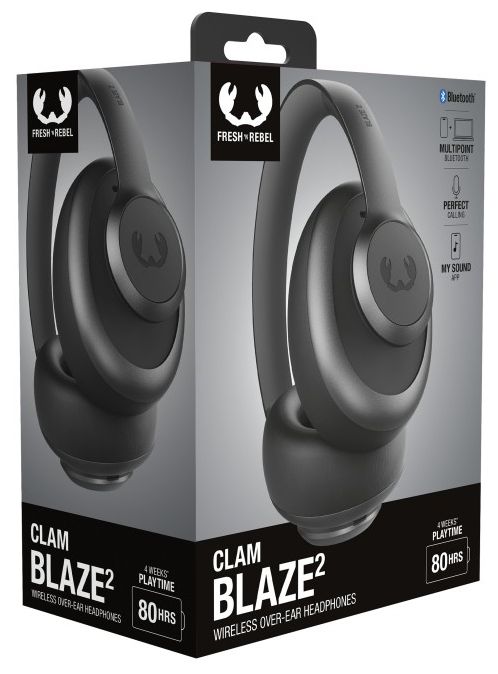 Ohraufliegender Bluetooth Kopfhörer kabellos 80 h Laufzeit USB Typ-C  Clam Blaze 2 (Dunkles Grau) 
