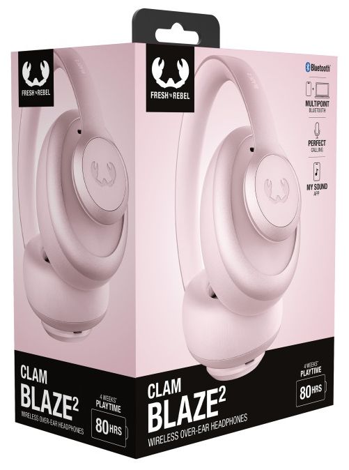 Ohraufliegender Bluetooth Kopfhörer kabellos 80 h Laufzeit USB Typ-C  Clam Blaze 2 (Pink) 