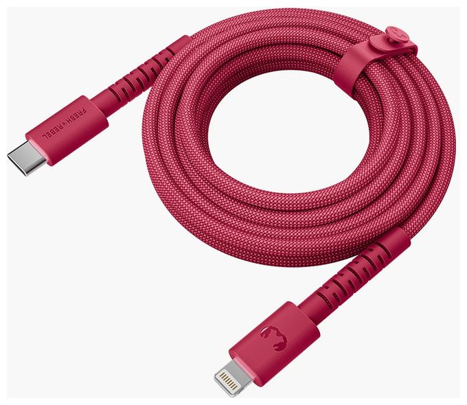 Stecker Rundkabel Lightning auf USB C 2 m  FlexWave (Rot) 