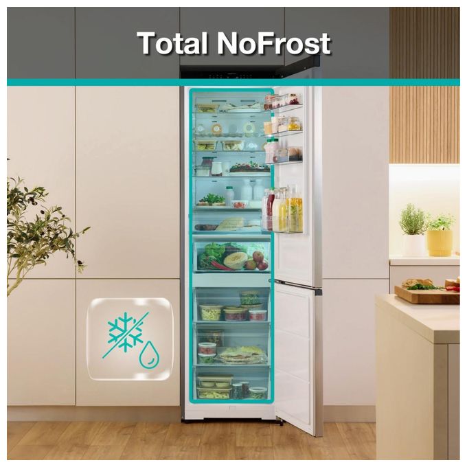 253 l / 130 l Kühl-Gefrierkombi freistehend NoFrost 181,59 kWh Jahr (Grau, Edelstahl, Dunkles Grau) NRB620C6X4WFE 
