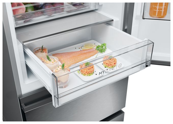 235 l / 125 l Kühl-Gefrierkombi freistehend NoFrost 217 kWh Jahr  HTW5618DNMG (Silber) 