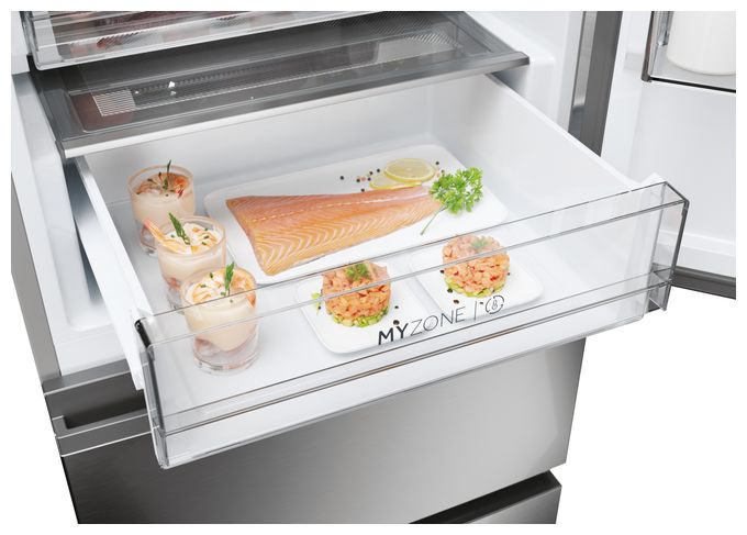 289 l / 125 l Kühl-Gefrierkombi freistehend NoFrost 120 kWh Jahr  HTW7620ANMG (Edelstahl) 
