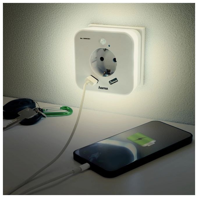 LED Warmweiß (3000K) Warmweiß AC 223507 Nachtlicht mit Steckdose 