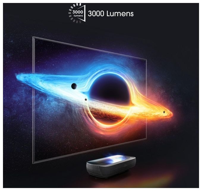 UHD 4K (3840x2160) DLP Laser Ultra-Short-Throw-Projektor 3000 ANSI Lumen (Schwarz, Dunkles Grau) 100L9HD 4K Laser TV inkl. Soft Daylight Screen 2,54 m (100 Zoll) 