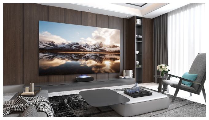  120L5F-A12 4K Laser TV inkl. Cinema Screen 303 cm(120 Zoll) (Schwarz, Grau) 