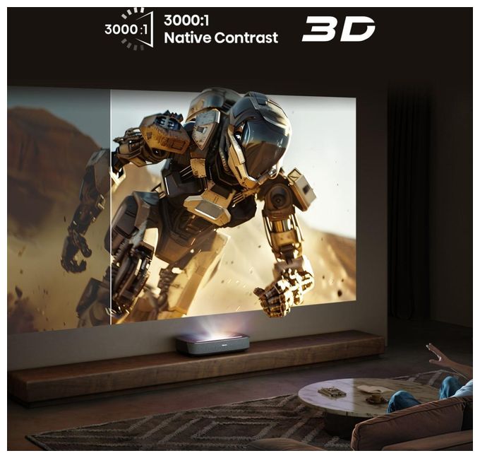 UHD 4K (3840x2160) DLP Laser Ultra-Short-Throw-Projektor 2700 ANSI Lumen  PL2 Smart Laser Cinema (Schwarz) 