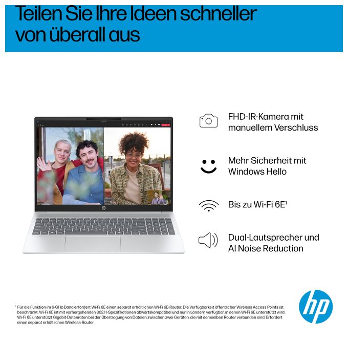 2K Ultra HD Notebook 40,6 cm (16 Zoll) 1920 x 1200 Pixel 1 TB SSD Windows 11 Home Intel Core Ultra 5 max. 4,8 GHz  OmniBook 5 16-af1655ng (Silber) 
