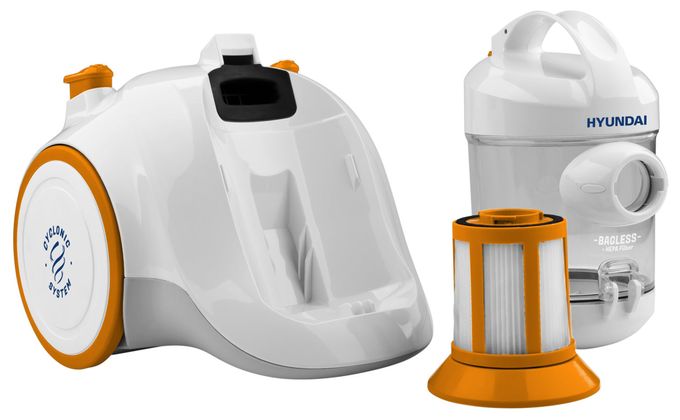Bodenstaubsauger Beutellos 700 W HEPA  VC009 (Weiß, Orange) 