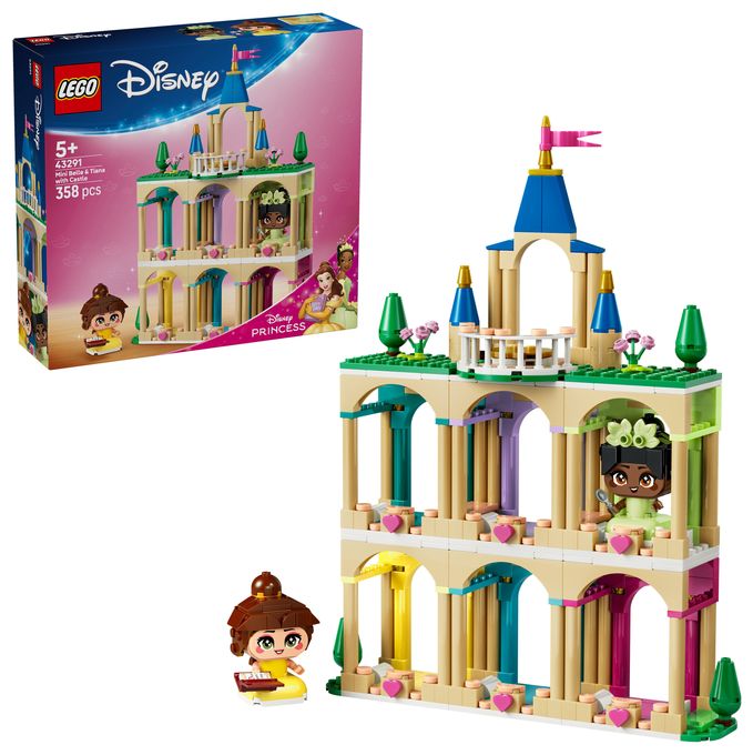 Die Mini-Prinzessinnen Belle und Tiana mit ihrem Schloss 