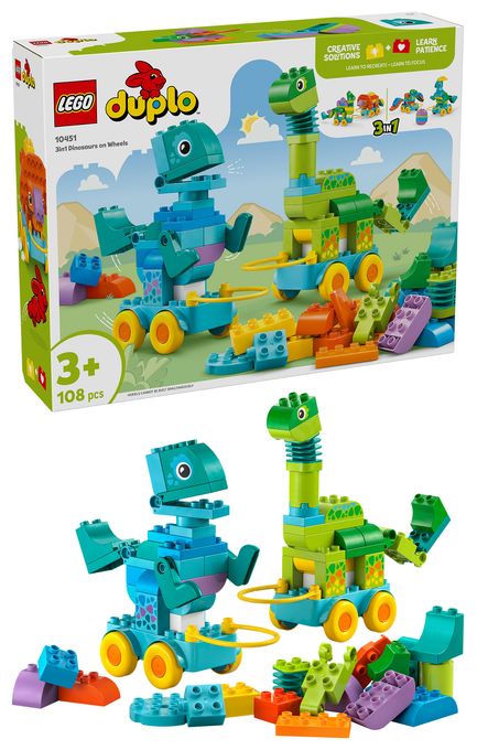 Dinos auf Rädern 3-in-1-Set 