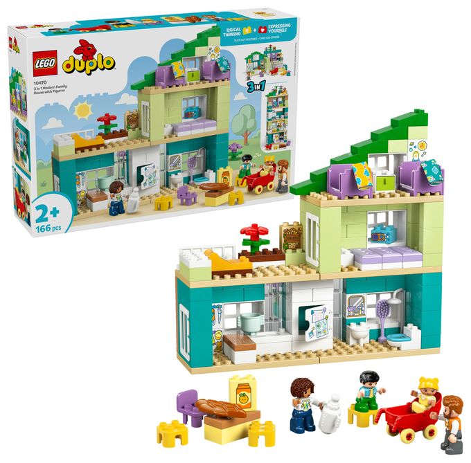 Modernes Familienhaus mit Figuren – 3-in-1-Set 