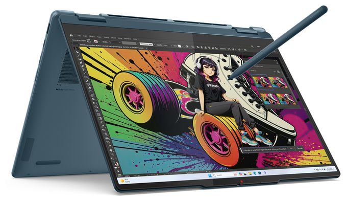 WUXGA Notebook 35,6 cm (14 Zoll) 1920 x 1200 Pixel 512 GB SSD Windows 11 Home AMD Ryzen 5 max. 4,8 GHz  Yoga 7 4AKP10 Copilot+ (Türkis) 