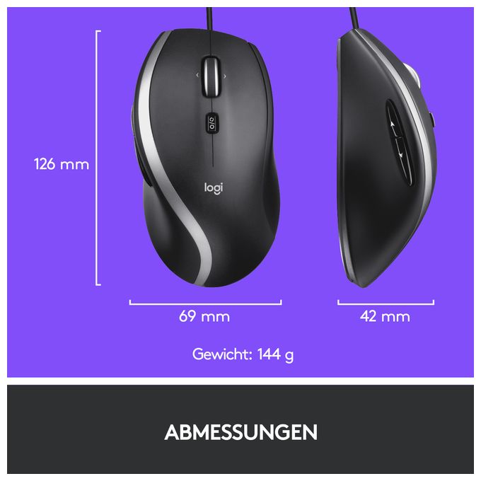 M500s Advanced Corded 4000 DPI Büro Maus Optisch 