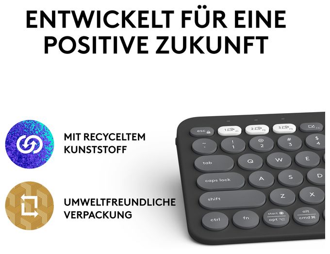 Universal Tastatur Bluetooth  Pebble Keys 2 K380s (Graphit) 