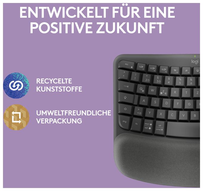 Büro Tastatur RF Wireless + Bluetooth 2.4 GHz  Wave Keys (Graphit) 