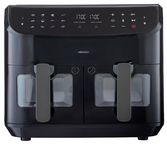 Doppel Heißluftfritteuse 8,7 l 2600 W  Life P20 XXL MD11760 (Schwarz) 