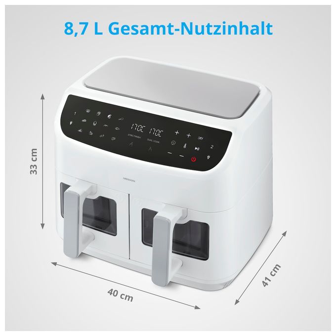 Doppel Heißluftfritteuse 8,7 l 2600 W  Life P20 XXL MD11760 (Weiß) 