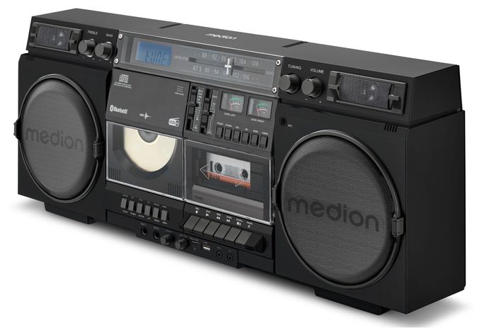 DAB+, FM, PLL 20 W Bluetooth  Life P66538 Retro Boombox (Schwarz) 
