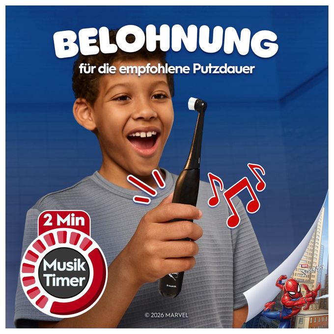 Rotierende Zahnbürste für Kinder  iO Kids 6+ Spiderman (Schwarz) 