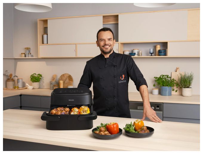 Doppel Heißluftfritteuse 7 l 2450 W  Series 1000 NA150/00 (Schwarz) 