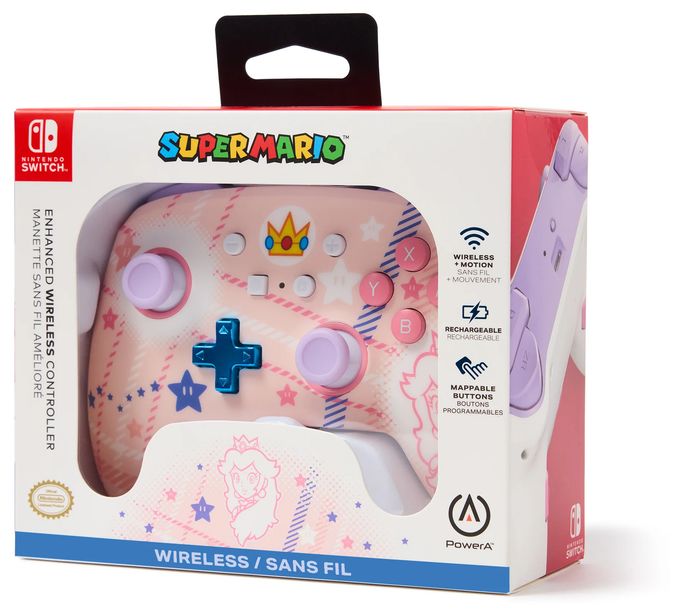 Gamepad für Nintendo Switch, Nintendo Switch Lite, Nintendo Switch OLED  Enhanced Wireless Controller Super Mario Princess Peach Plaid (Pink) 