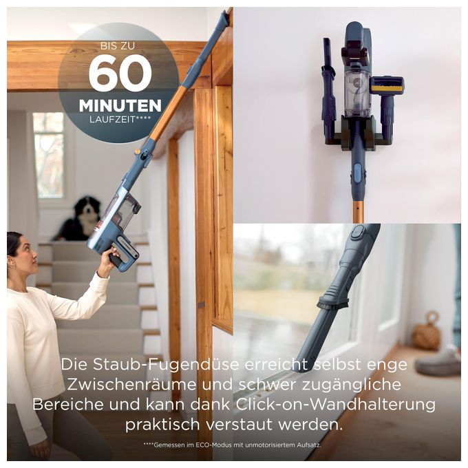 Handstaubsauger Beutellos bis 60 min Laufzeit HEPA  IA1244EU (Blau) 