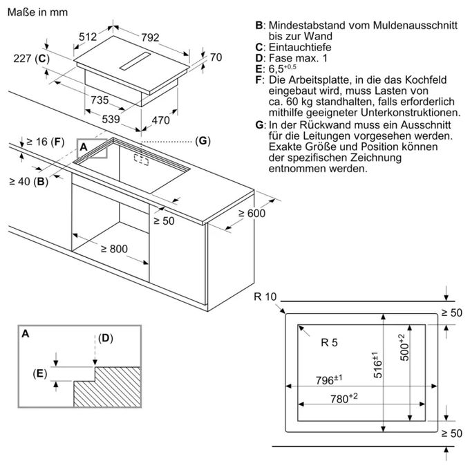 80 cm Induktionskochfeld 4 Kochzonen mit integriertem Dunstabzug iQ700 EX80BHL26E autarkes 