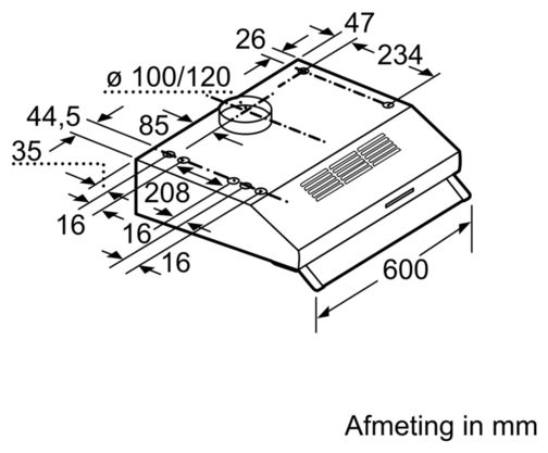 Abluft/Umluft Dunstabzugshaube/Esse Unterbau 60 cm (Weiß) iQ100 LU63LCC20 
