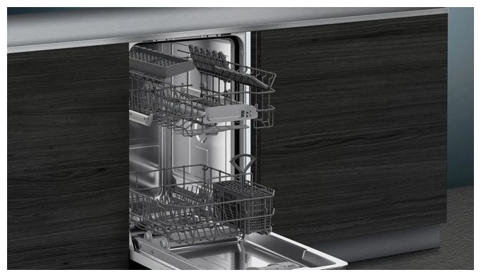 45 cm Geschirrspüler vollintegriert (ohne Front) Leise 10 Maßgedecke aquaStop Funktion Wärmetauscher iQ100 SR61HX16KE 