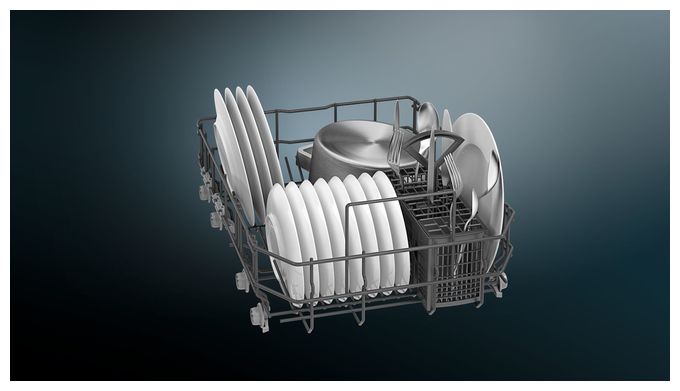 45 cm Geschirrspüler vollintegriert (ohne Front) Leise 9 Maßgedecke aquaStop Funktion iQ100 SR61IX05KE 