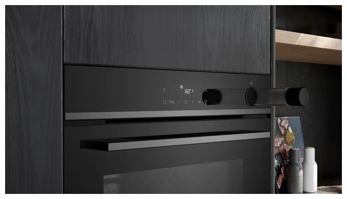 Einbaubackofen groß Dampfgaren AutoClean (Edelstahl, Schwarz) iQ300 HR472G0B3 