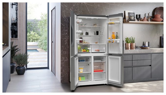 Side-by-Side Kühl-/ Gefrierkombination French Door 405 l / 200 l 333 kWh NoFrost 1830 mm x 910 mm  iQ300 KF96NVPEA (Silber) 