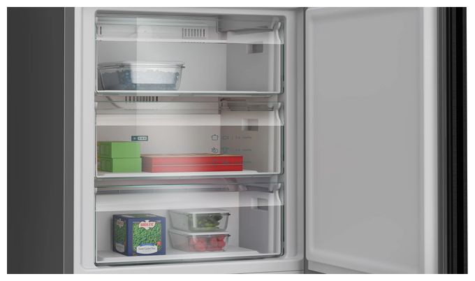 311 l / 129 l Kühl-Gefrierkombi freistehend NoFrost 178 kWh Jahr  iQ300 KG49NVXCG (Schwarz, Stahl) 