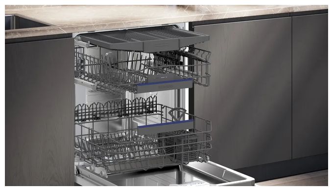 60 cm Geschirrspüler teilintegriert (ohne Front) Sehr leise 14 Maßgedecke aquaStop Funktion Heat exchanger/Drying assistant iQ500 SN15ES06CS 