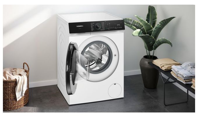 9 kg Frontlader Waschmaschine 1400 U/min aquaStop Funktion (Schwarz, Weiß) iQ500 WG44N2M41 