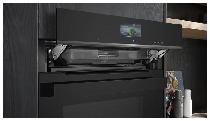 Einbaubackofen kompakt Dampfgaren AutoClean (Schwarz/Edelstahl) iQ700 CS936GCB1 