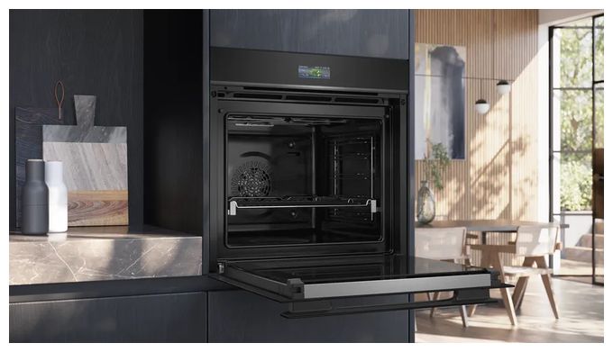 Einbaubackofen groß AutoClean (Edelstahl, Schwarz) iQ700 HB974GLB1 