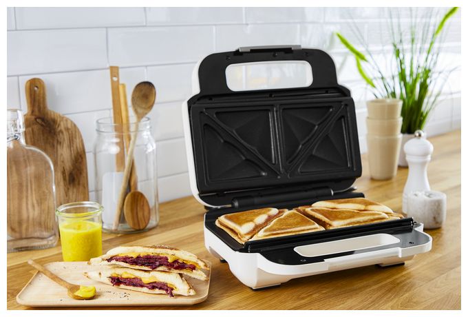 Sandwichmaker 850 W  SW7011 Snack XL Waffel- und (Weiß, Edelstahl) 
