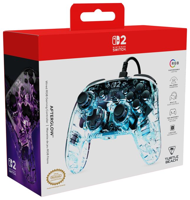 Gamepad für Nintendo Switch, Nintendo Switch 2, Nintendo Switch OLED  Afterglow Wave Wired Controller (Durchscheinend) 