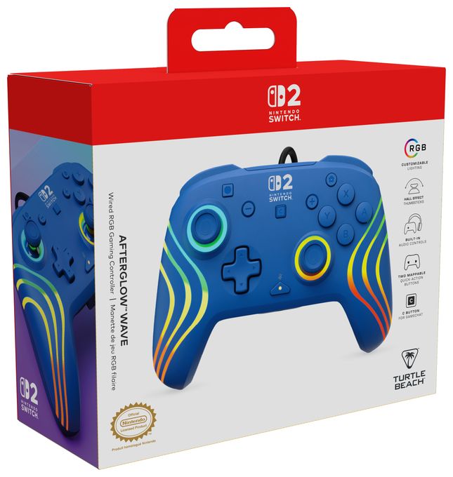 Gamepad für Nintendo Switch, Nintendo Switch 2, Nintendo Switch OLED  Afterglow Wave Wired Controller (Blau) 