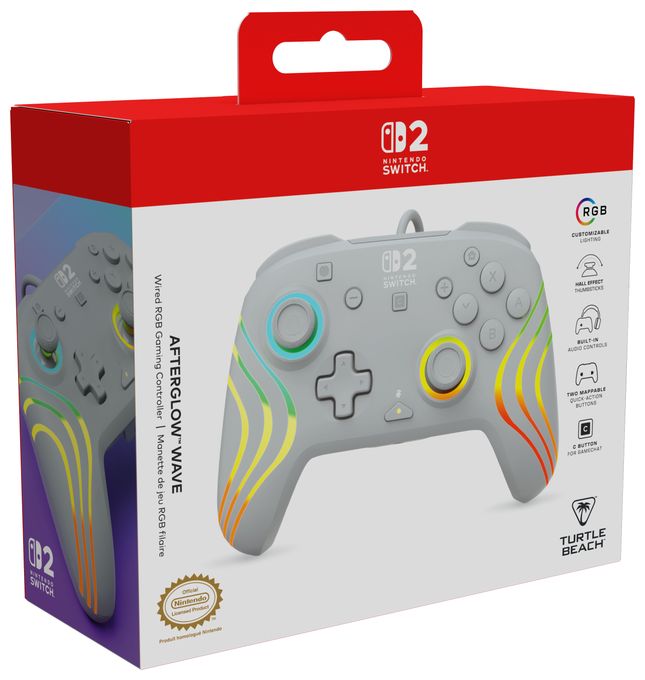 Gamepad für Nintendo Switch, Nintendo Switch 2, Nintendo Switch OLED  Afterglow Wave Wired Controller (Grau) 