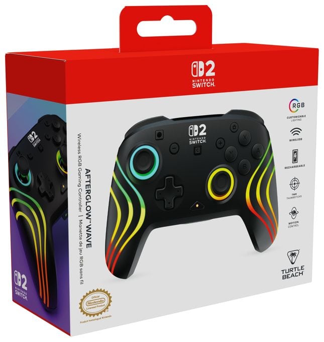 Gamepad für Nintendo Switch, Nintendo Switch 2, Nintendo Switch Lite, Nintendo Switch OLED  Afterglow Wave Wireless Controller (Schwarz) 