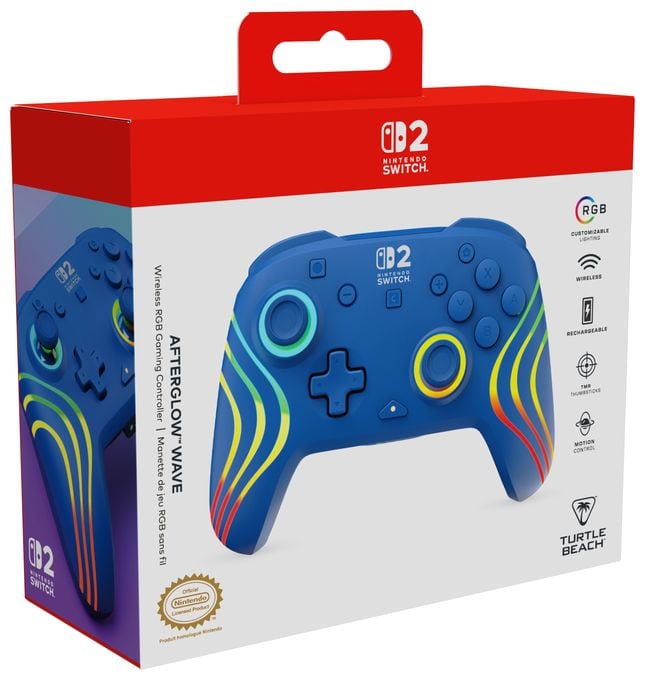 Gamepad für Nintendo Switch, Nintendo Switch 2, Nintendo Switch Lite, Nintendo Switch OLED  Afterglow Wave Wireless Controller (Blau) 