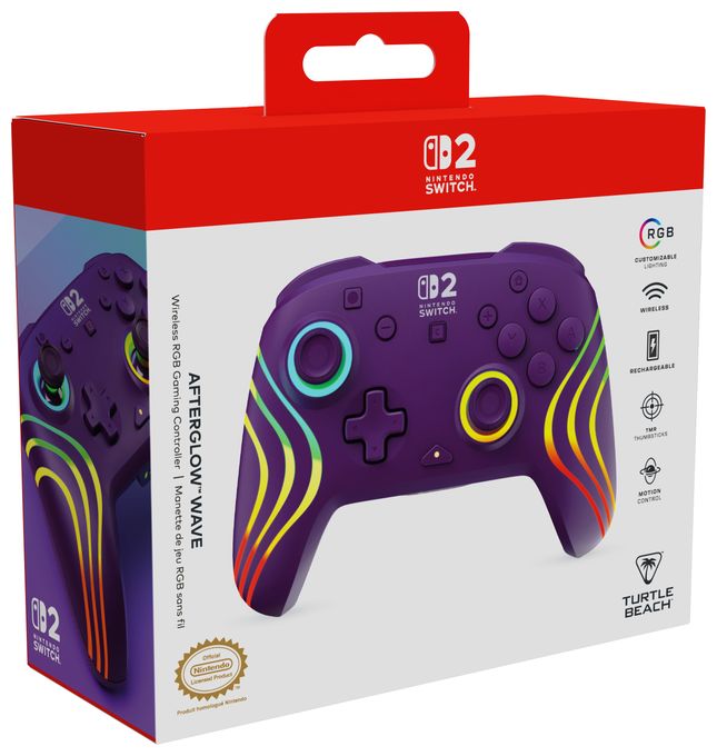 Gamepad für Nintendo Switch, Nintendo Switch 2, Nintendo Switch Lite, Nintendo Switch OLED  Afterglow Wave Wireless Controller (Violett) 