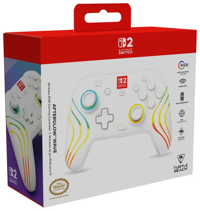 Gamepad für Nintendo Switch, Nintendo Switch 2, Nintendo Switch Lite, Nintendo Switch OLED  Afterglow Wave Wireless Controller (Weiß) 