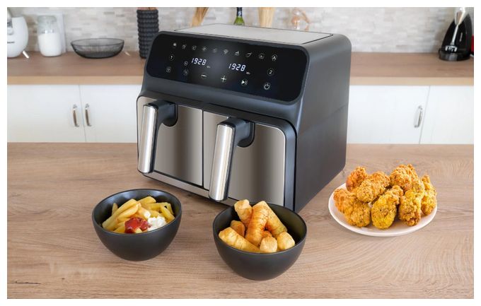 Doppel Heißluftfritteuse 8 l 1700 W  58685 Twin Zone (Schwarz, Grau) 